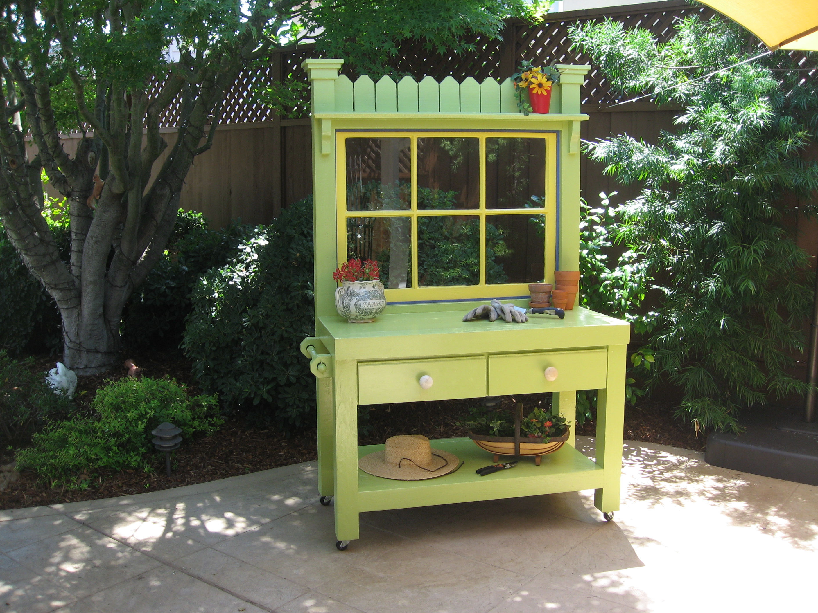 Green Bench with Custom Drawers 
